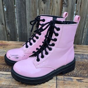 Soda Combat Pink Kids Lace Up Boots Size 6.5
